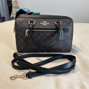 Coach Rowan Satchel- dark brown signature print